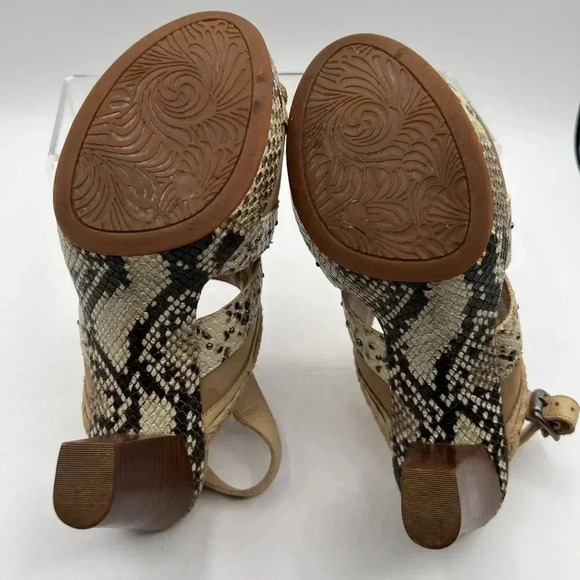 Nurture Women Hope 7M Tan Leather Faux Snakeskin Platform Western Reptile Exotic - Picture 10 of 12